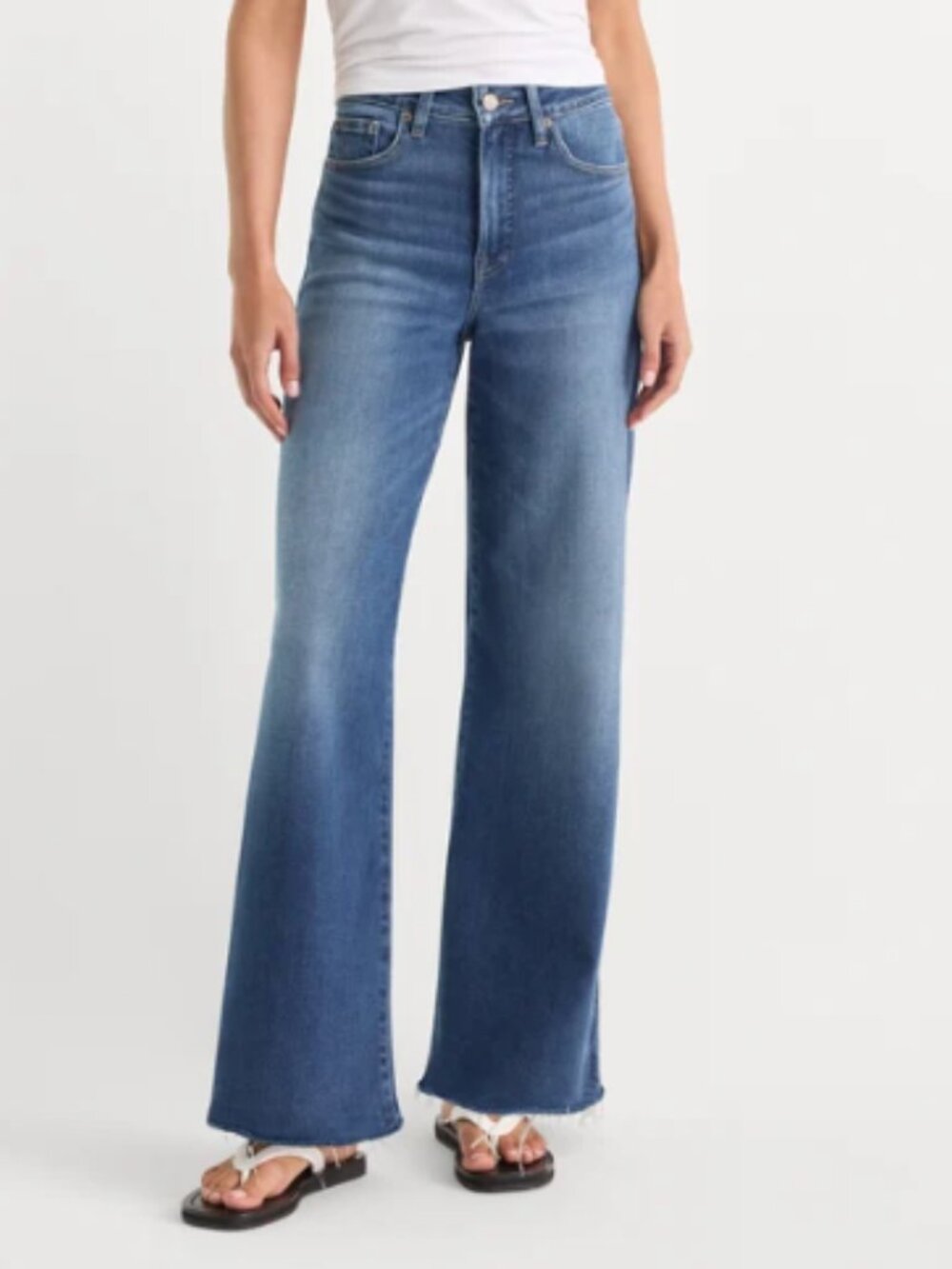 Good American Soft Tech Good Waist Palazzo Ankle Jeans